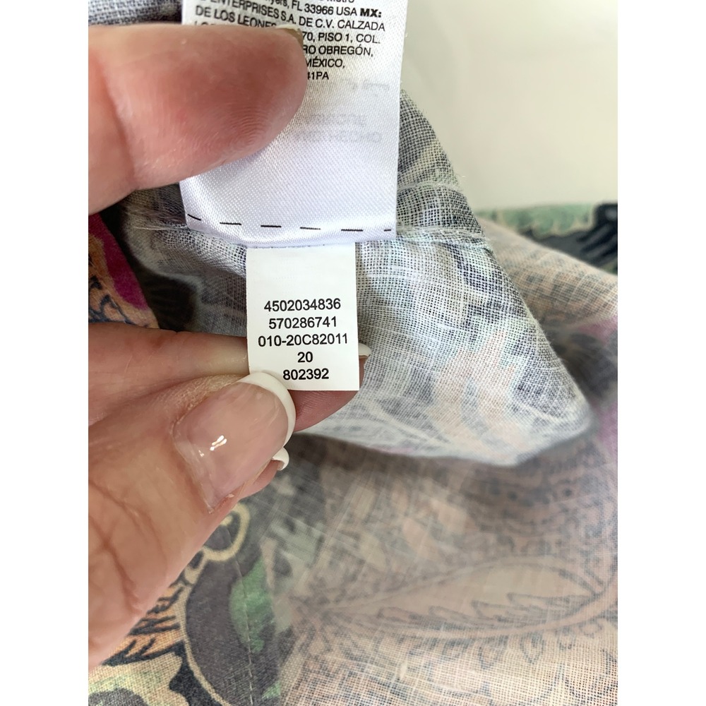Chicos No-Iron Linen Floral Roll-Tab Shirt 3 (XL 16/18) NWOT Resort Pastel Top - Picture 12 of 16